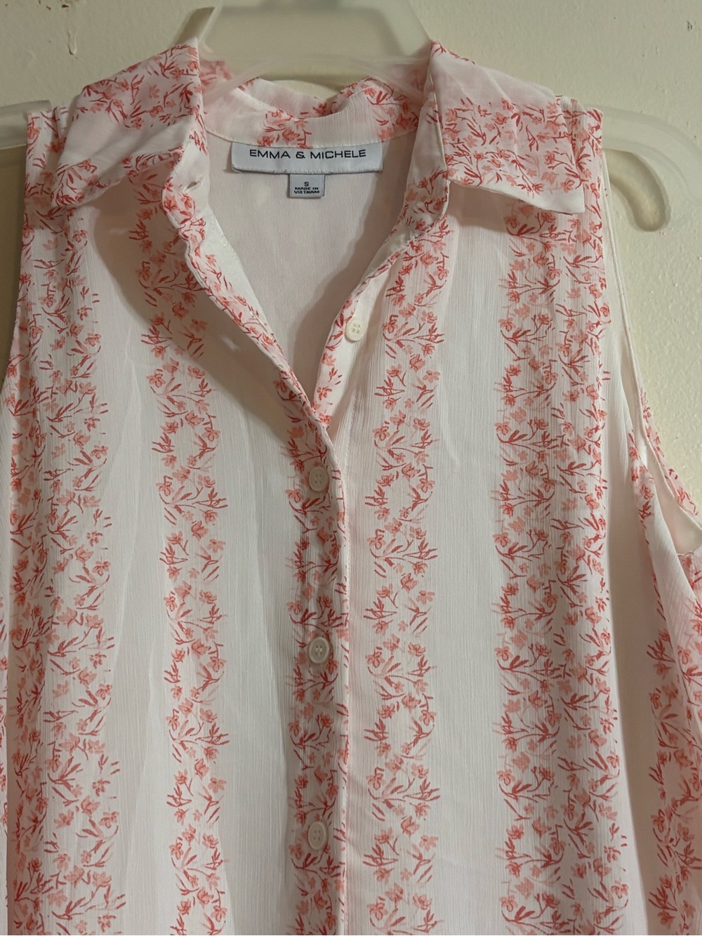 Emma & Michele White and Pink Printed Shirt A-line Dress retails $70 - Picture 7 of 12